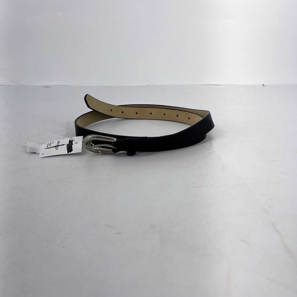 Vince Camuto Womens Black Skinny Belt‎ Silver Buckle VB422403 Size Medium NWT